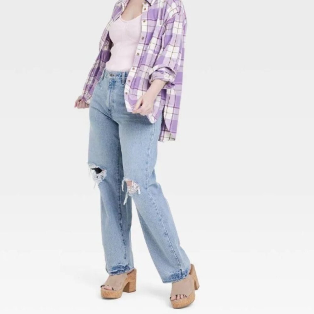 Universal Thread Mid-Rise 90s Baggy Button Fly Jeans Size 14R